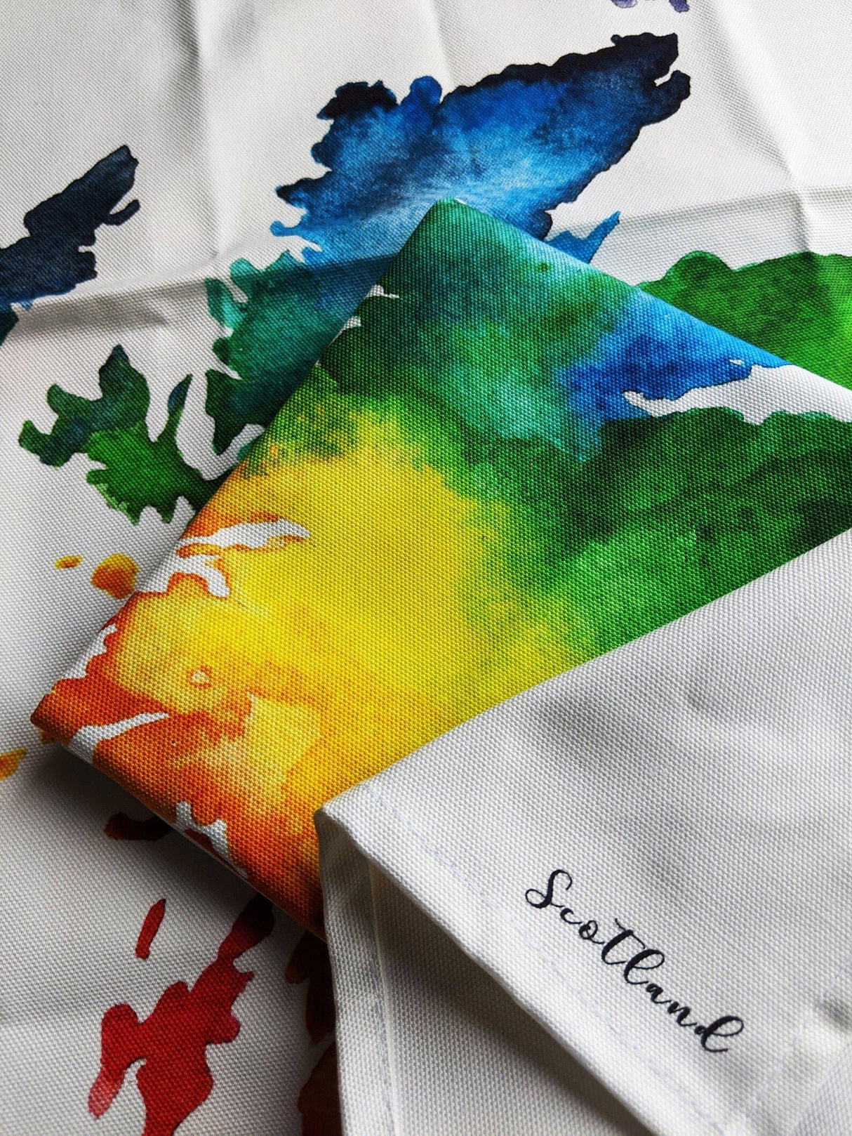 Scotland Watercolour Map Tea Towel