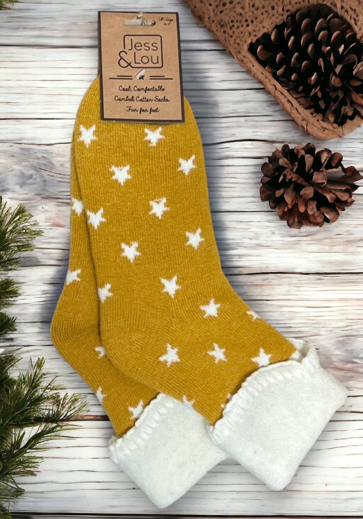 Star Super Cosy Gold Cuff Socks