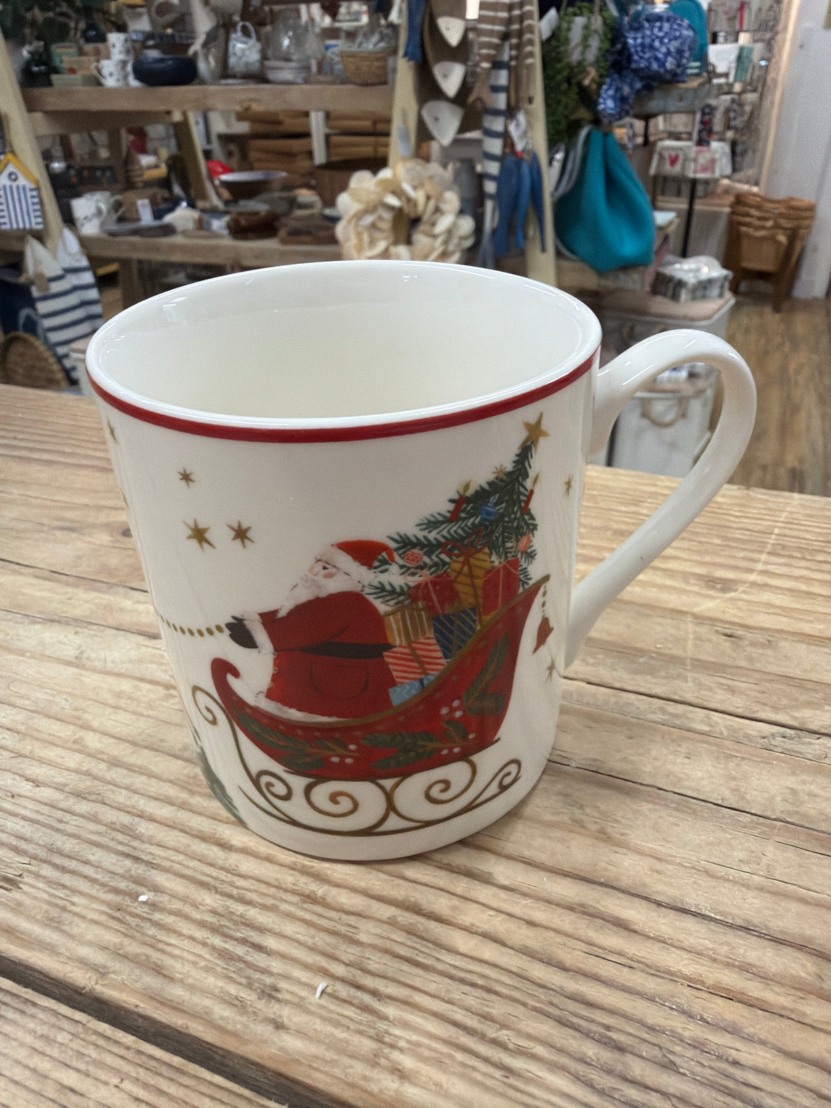 Gisela Graham Nostalgia Sleigh bone china Christmas mug
