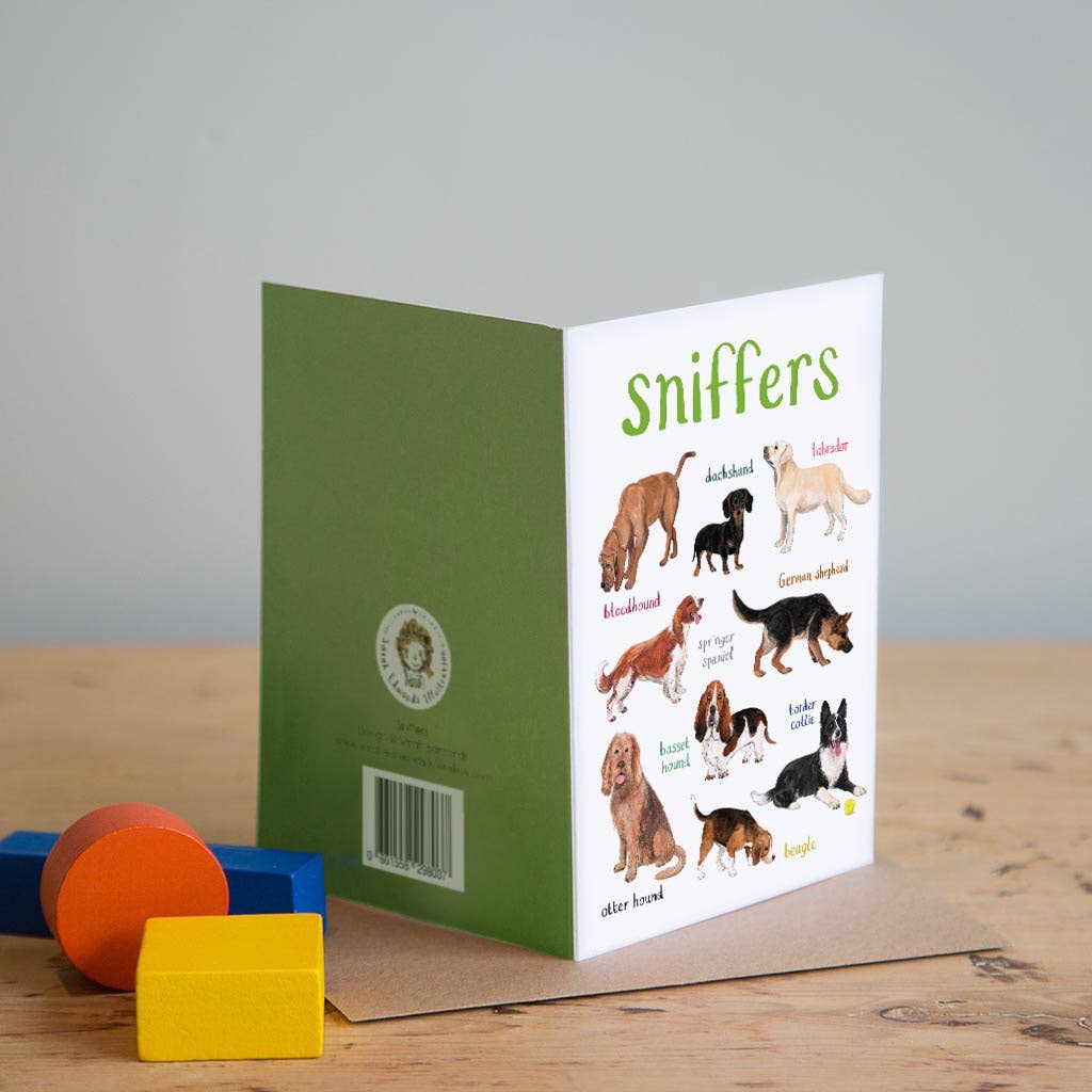Sarah Edmonds Sniffers Dog Greeting Card – illustrated design
