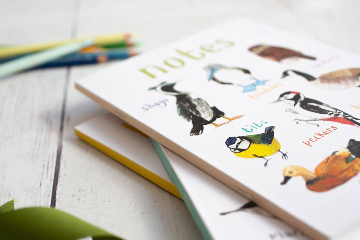 Sarah Edmonds Cheeky Birds Recycled Notebook - A5 – illustrated design