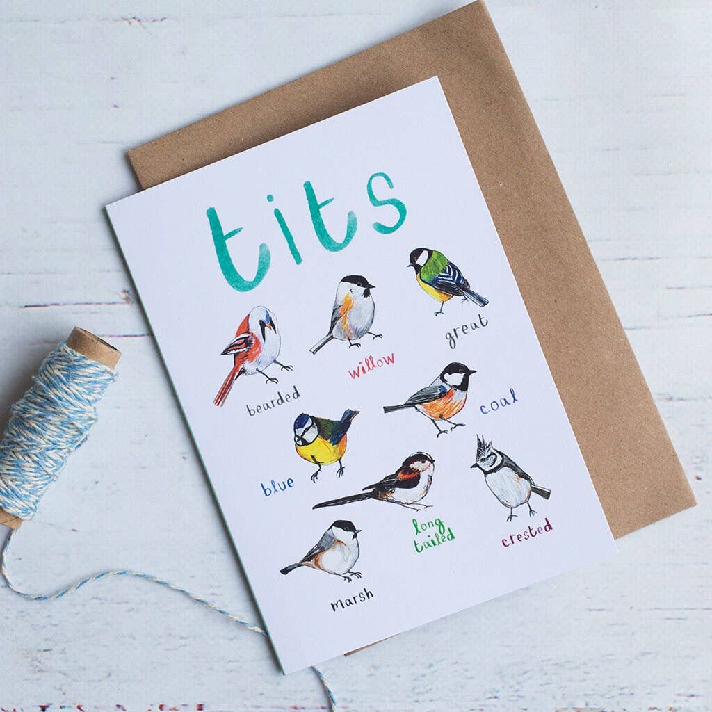 Sarah Edmonds Tits Bird Greeting Card – illustrated design