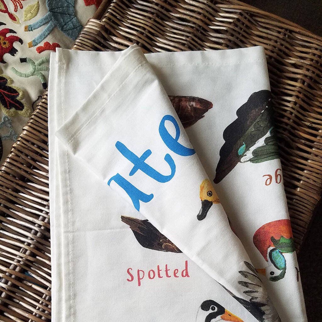 Sarah Edmonds Floaters Bird Cotton Tea Towel – illustrated design