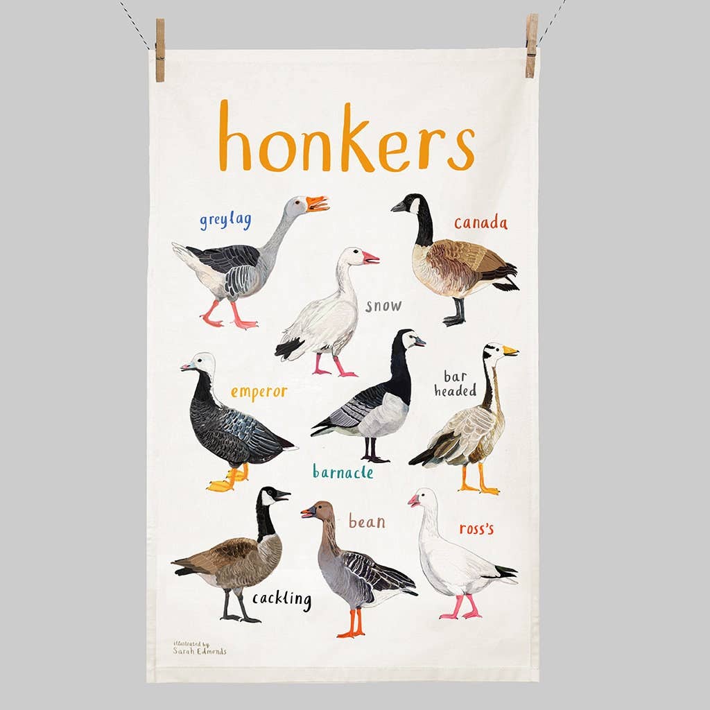 Sarah Edmonds Honkers Bird Cotton Tea Towel – illustrated design