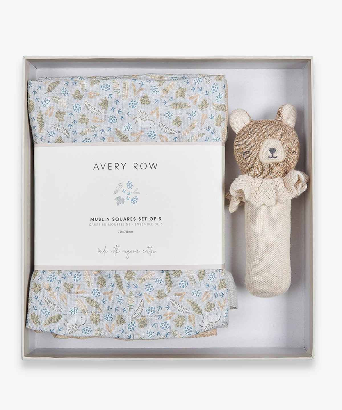 Avery Row Nature Trail Rattle & Care Gift Set – Avery Row baby gift at Mooch Arran
