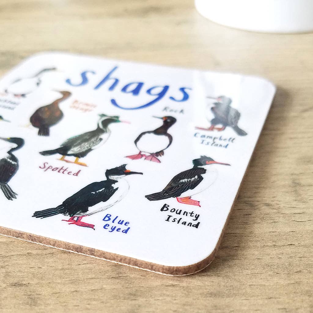 Sarah Edmonds Shags Bird Coaster – illustrated design