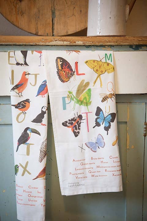 Sarah Edmonds Insect Alphabet Cotton Tea Towel – illustrated design