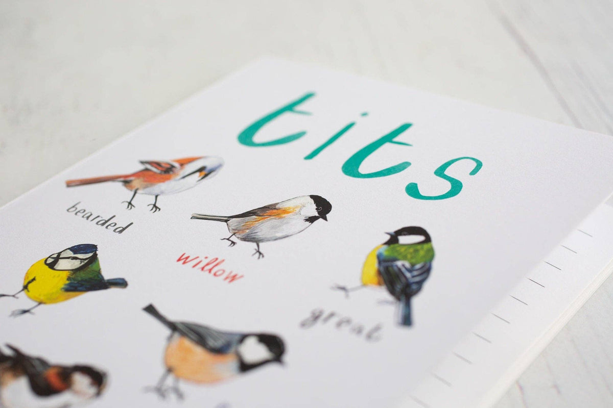 Sarah Edmonds Tits A5 Recycled Bird Notebook – illustrated design