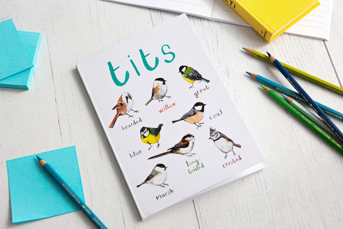 Sarah Edmonds Tits A5 Recycled Bird Notebook – illustrated design