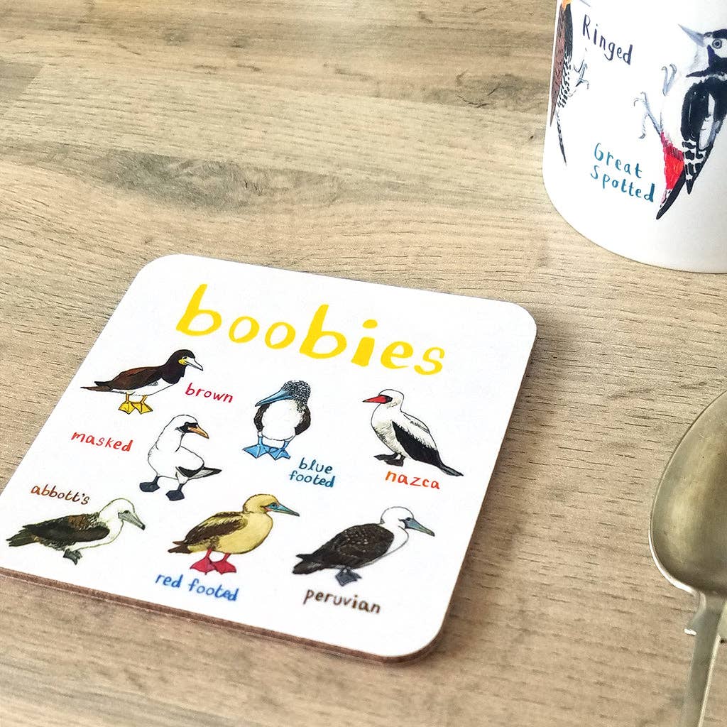 Sarah Edmonds Boobies Bird Coaster – illustrated design
