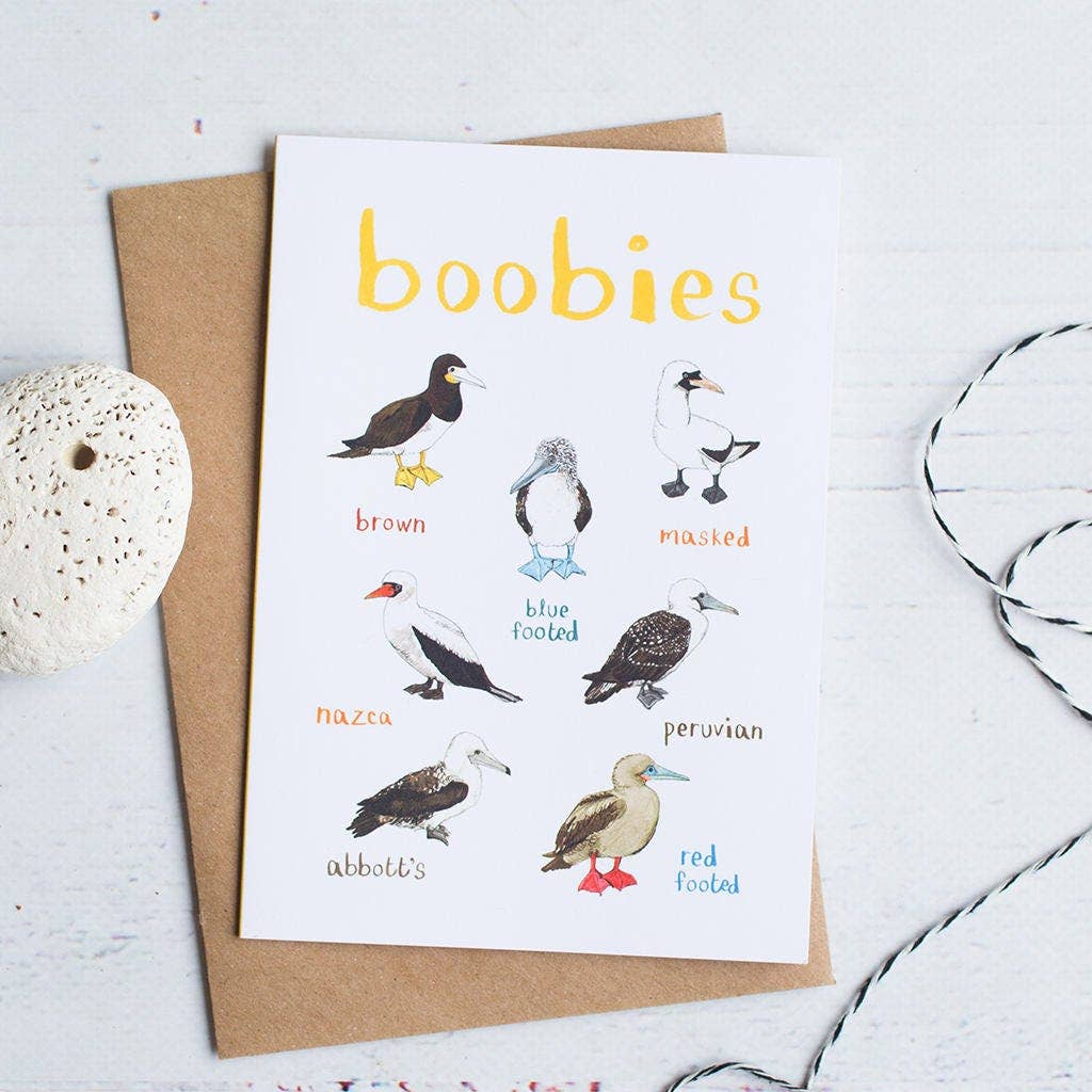 Sarah Edmonds Boobies Bird Greeting Card – illustrated design