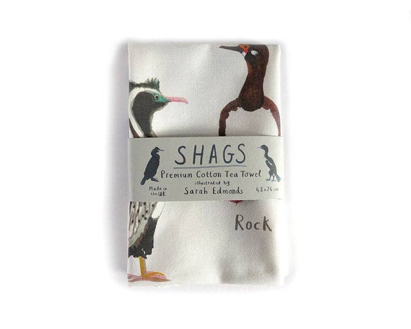 Sarah Edmonds Shags Bird Cotton Tea Towel – illustrated design