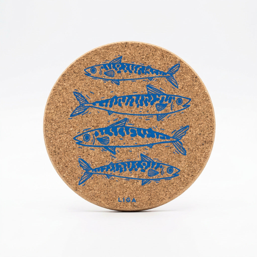 Cork Coaster - Mackerel Blue