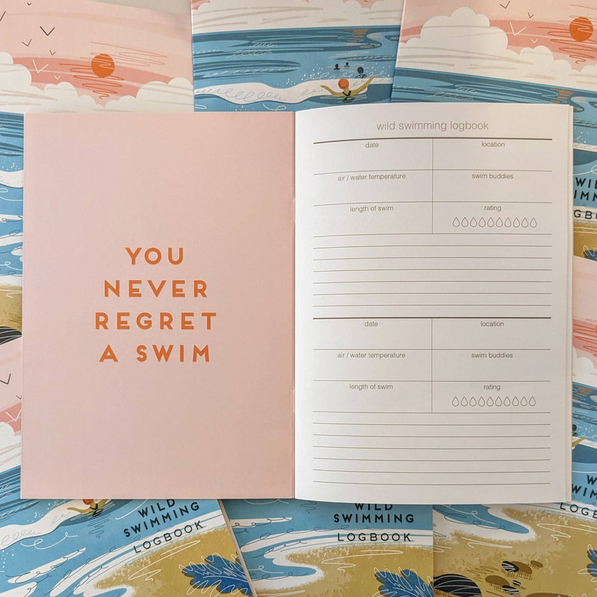 Wild swimming logbook into the sea - sea swimming notebook