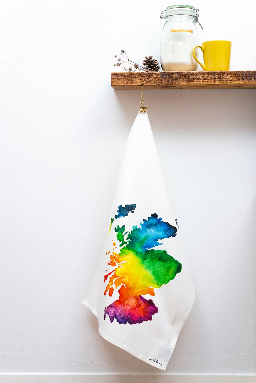 Scotland Watercolour Map Tea Towel