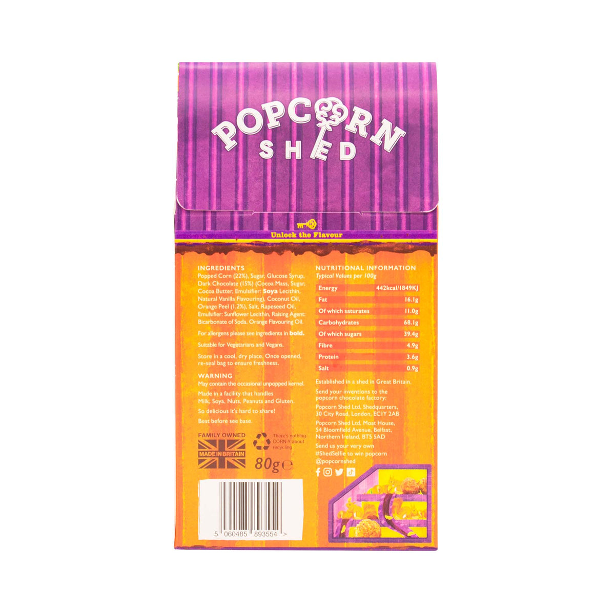Vegan Chocolate Orange Gourmet Popcorn Snack Box
