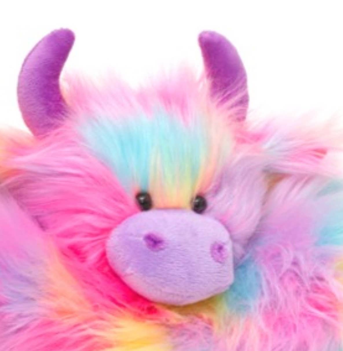 Highland Cow Cushion Pillow Rainbow Plush 22CM x 23CM