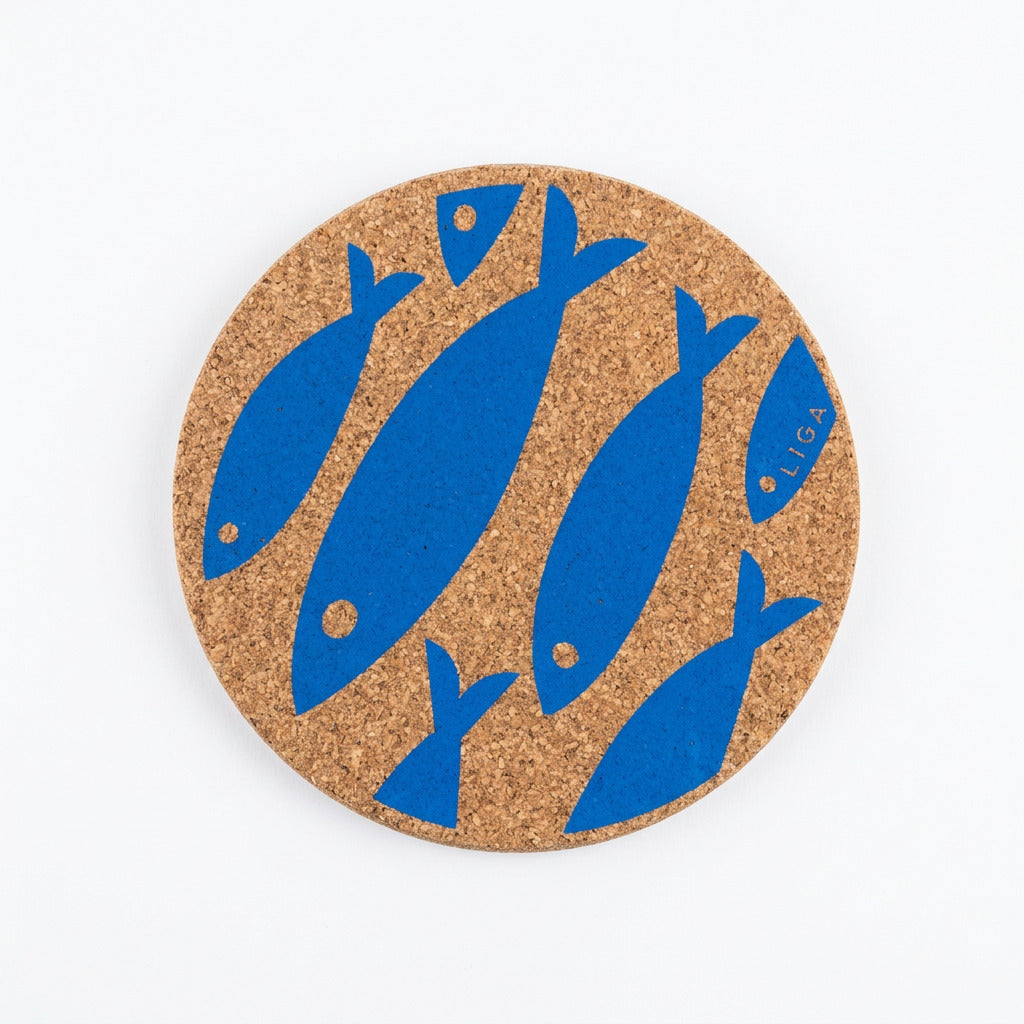 Cork Coaster - Blue Fish