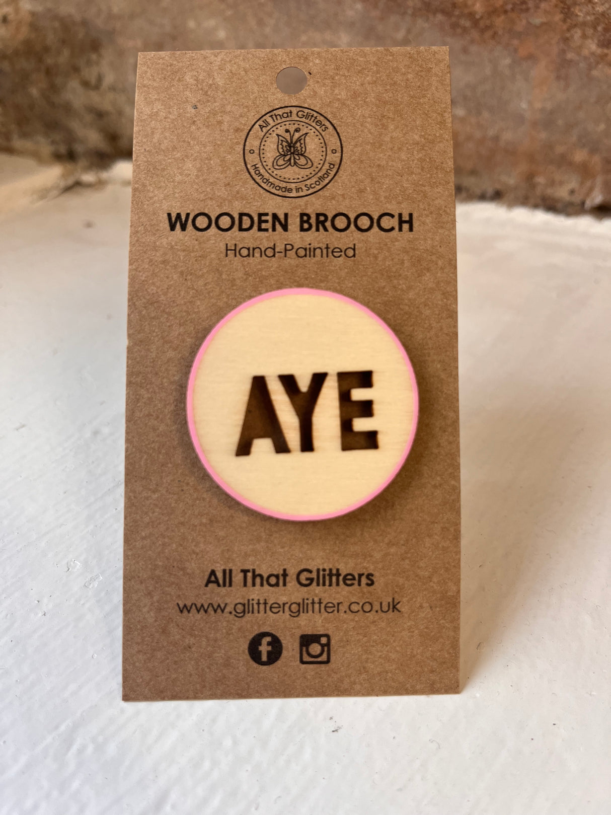 Scottish Slang Wooden Brooch