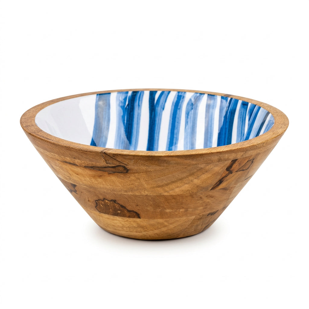 Small Enamelled Wooden Bowl with Shell Motif