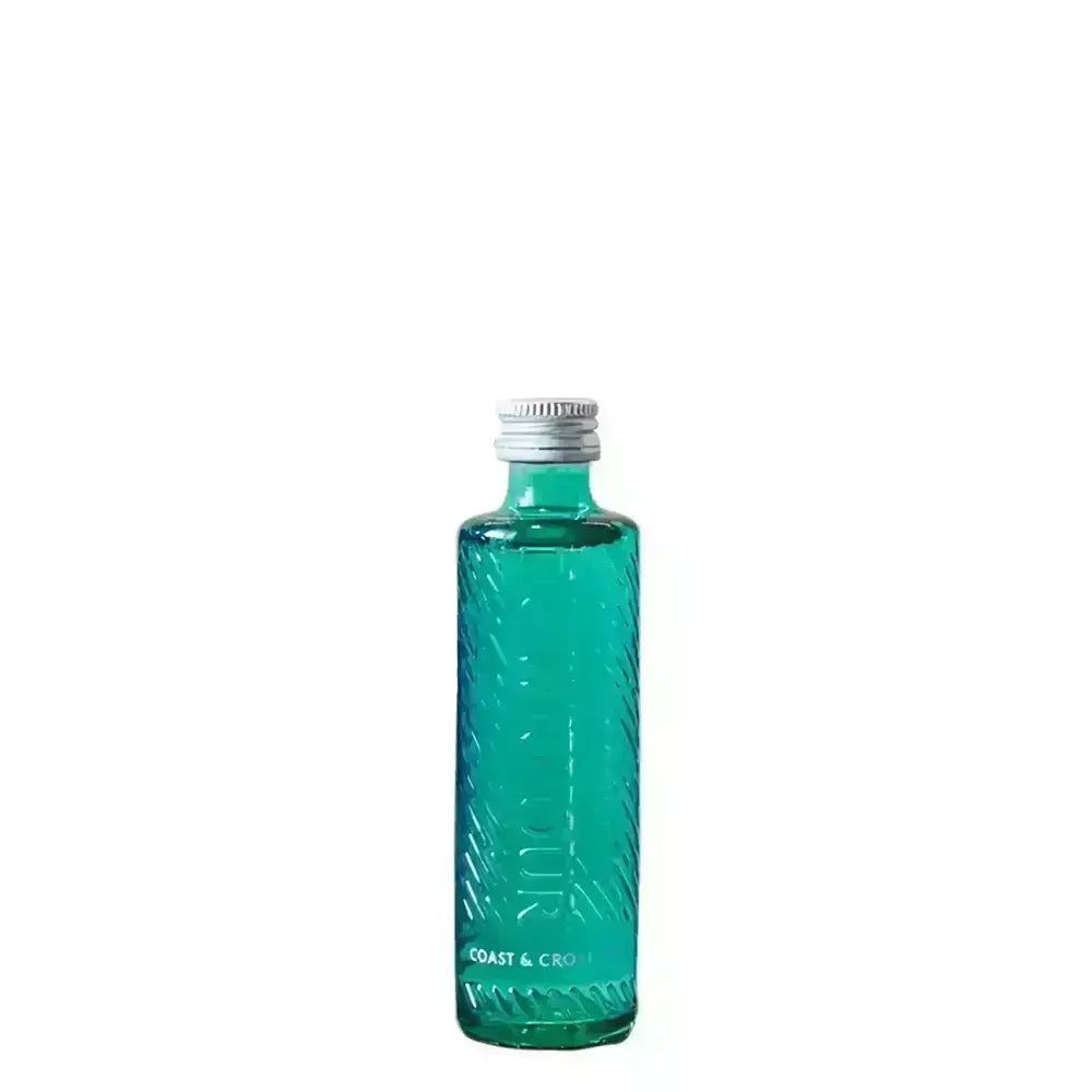 Downpour Coast and Croft Gin 5cl in distinctive green miniature bottle from North Uist Distillery, Outer Hebrides.