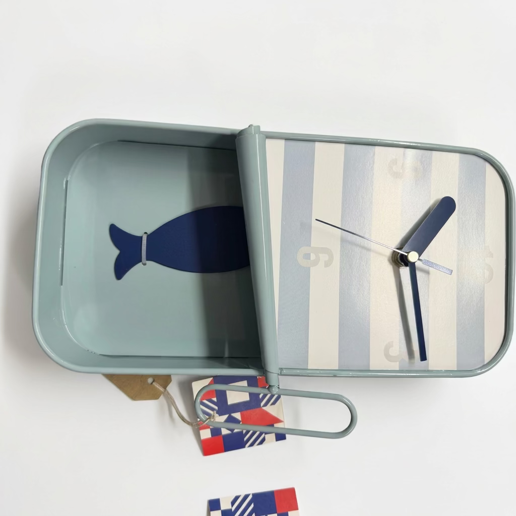 Batela light blue sardine tin wall clock product image