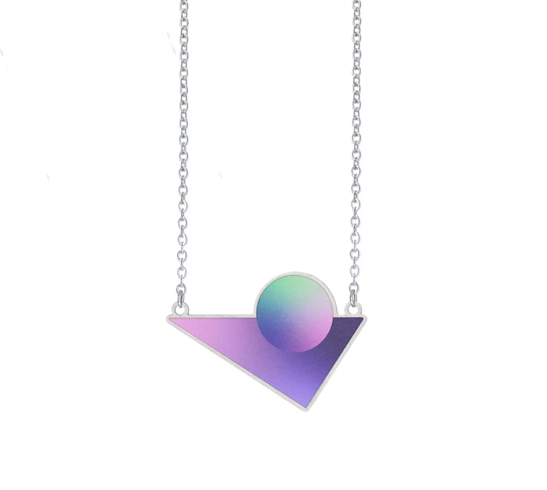 Cosmic Triangle Necklace Galactic Purple