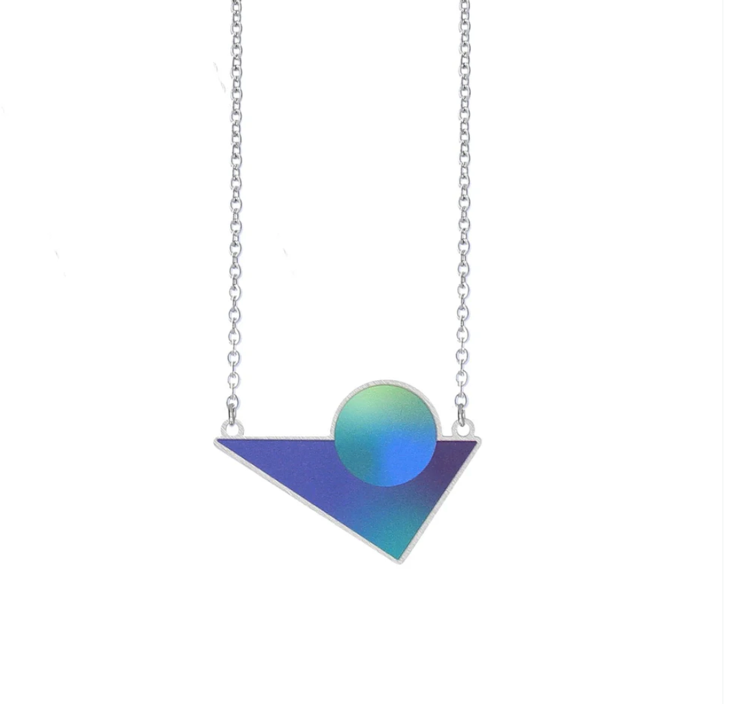 Cosmic Triangle Necklace Space Blue