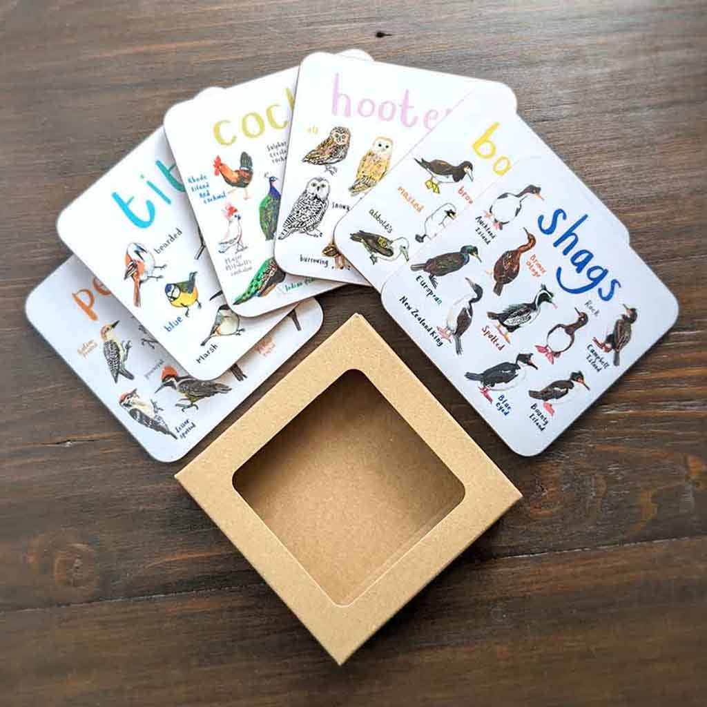 Sarah Edmonds Set of 6 Bird Pun Coasters – illustrated design