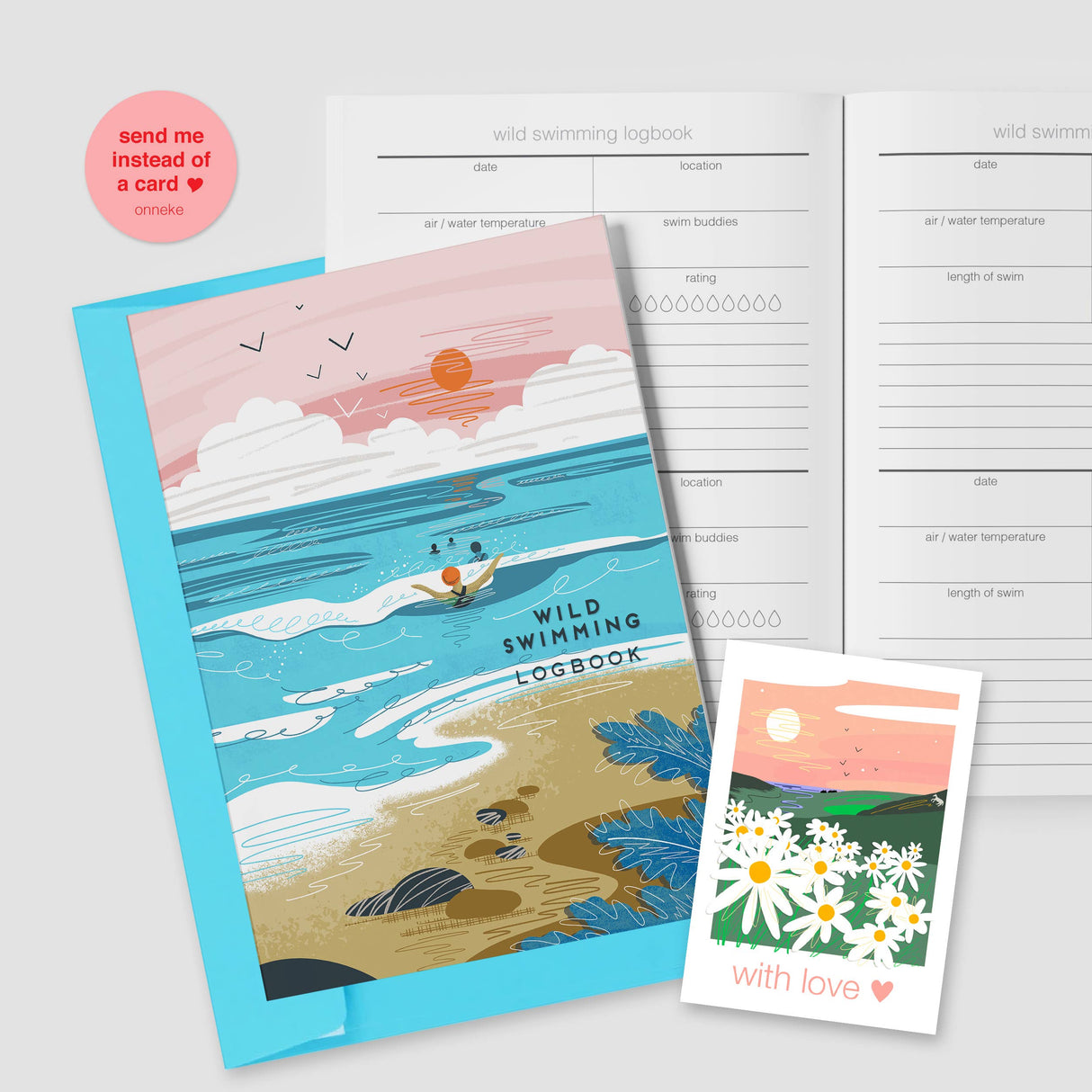 Wild swimming logbook into the sea - sea swimming notebook