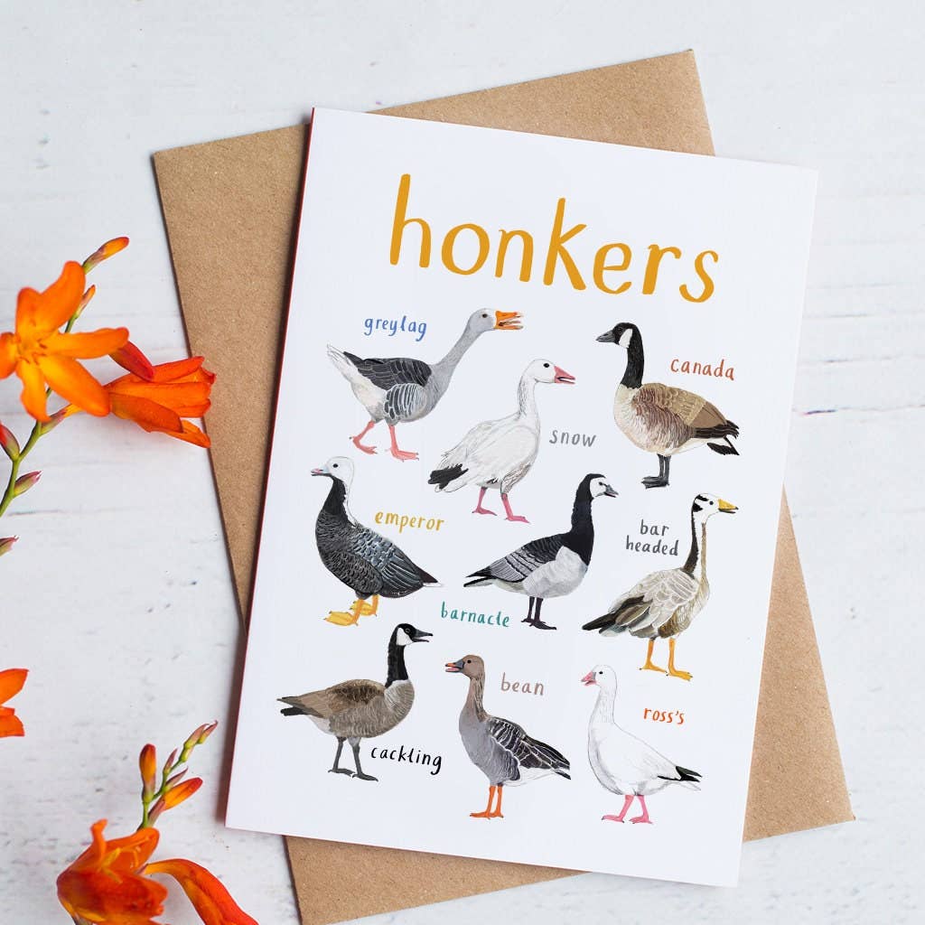 Sarah Edmonds Honkers Bird Greeting Card – illustrated design