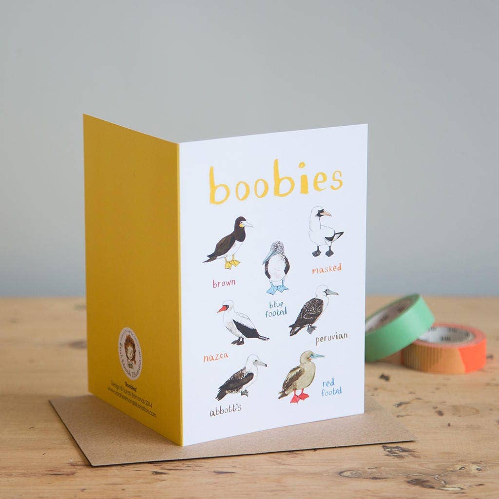 Sarah Edmonds Boobies Bird Greeting Card – illustrated design