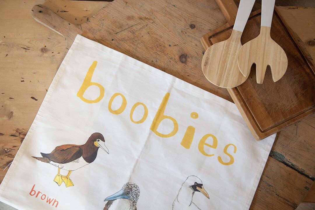 Sarah Edmonds Boobies Bird Cotton Tea Towel – illustrated design