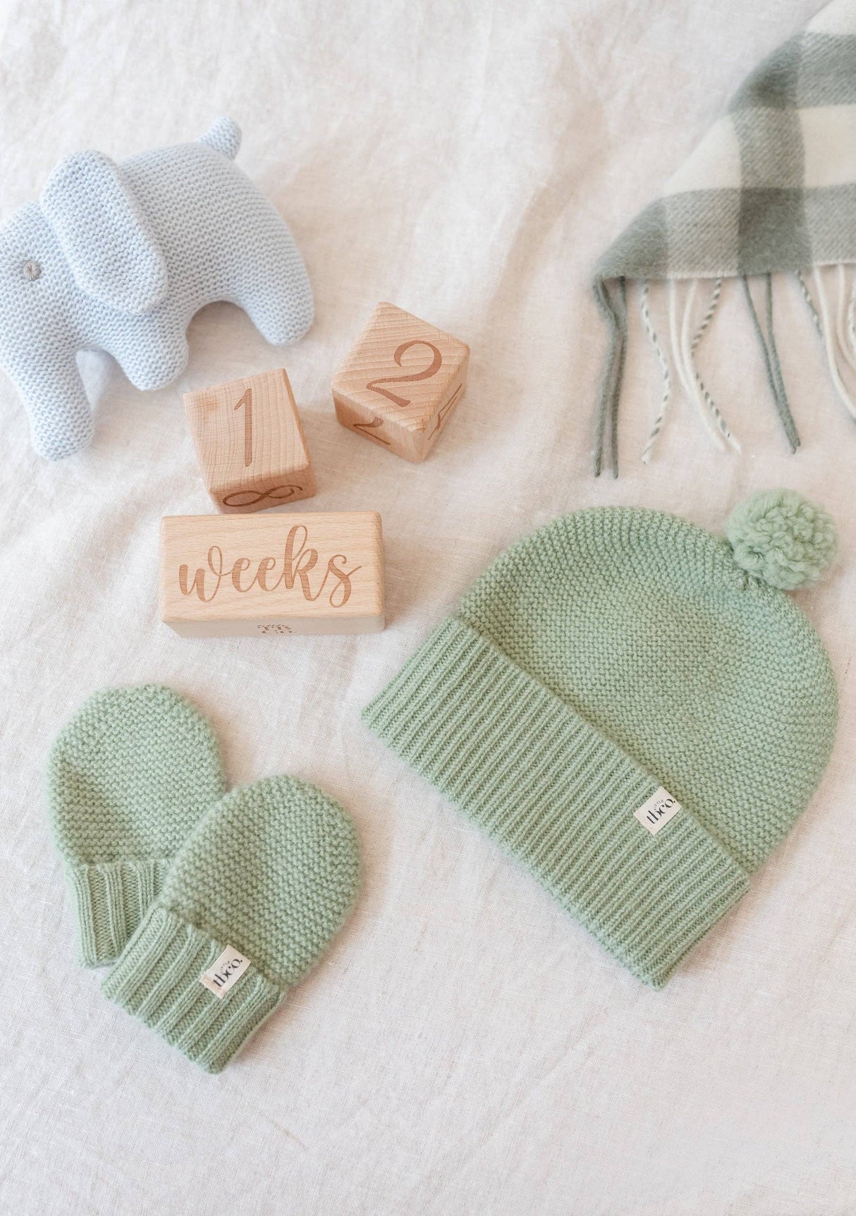 Merino Wool Baby Beanie in Pistachio