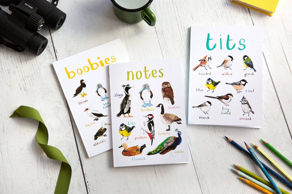 Sarah Edmonds Cheeky Birds Recycled Notebook - A5 – illustrated design