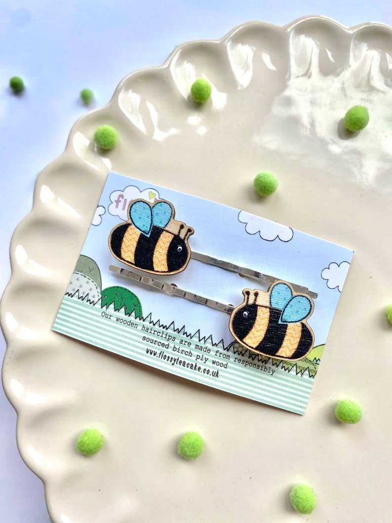 Bee Wooden Hairclips