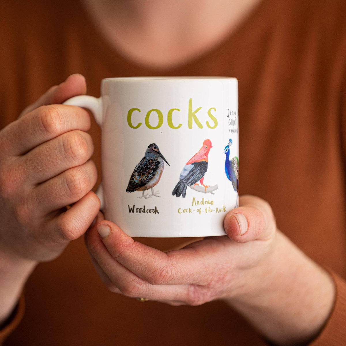 Sarah Edmonds Cocks Bird Mug – illustrated design