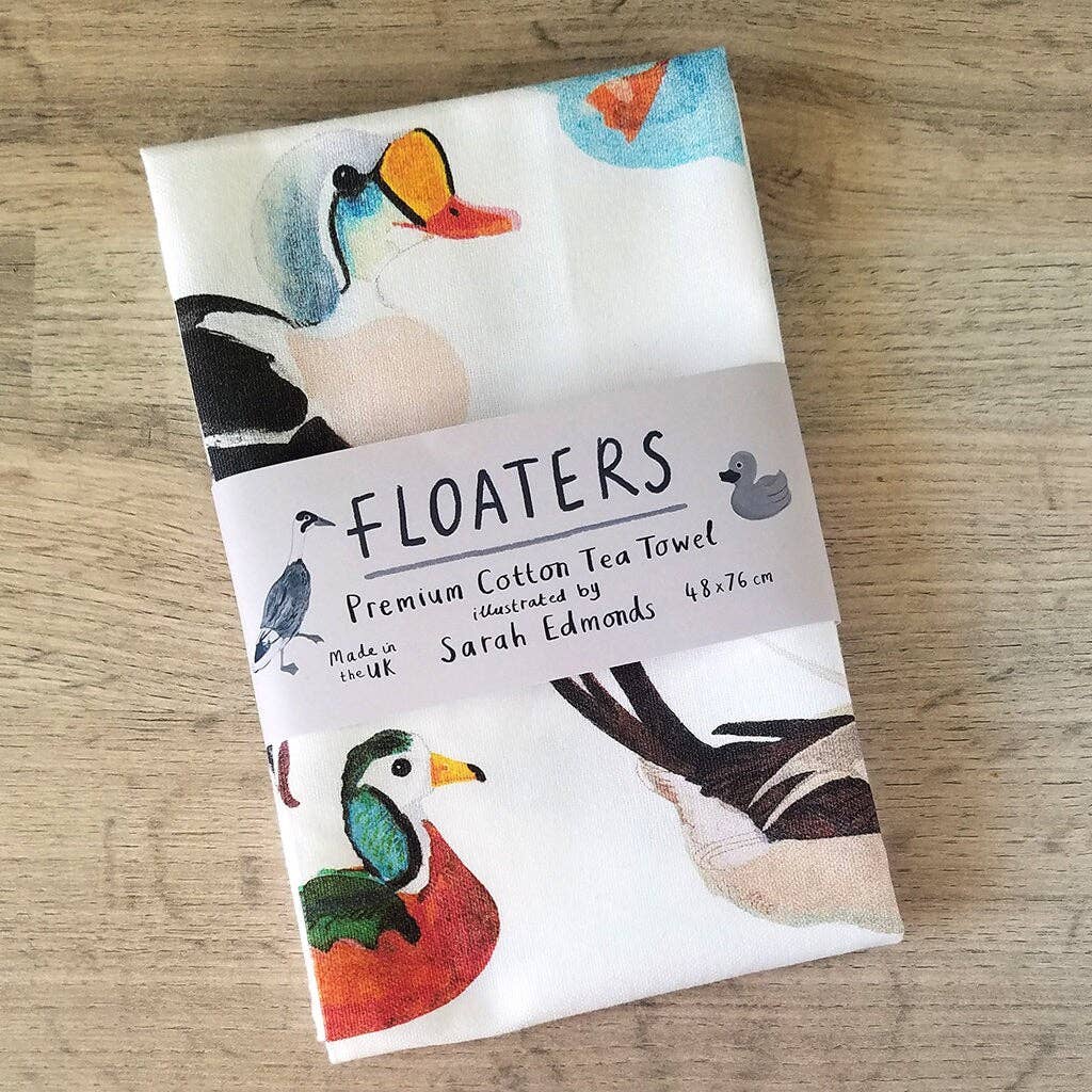 Sarah Edmonds Floaters Bird Cotton Tea Towel – illustrated design