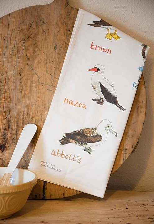Sarah Edmonds Boobies Bird Cotton Tea Towel – illustrated design