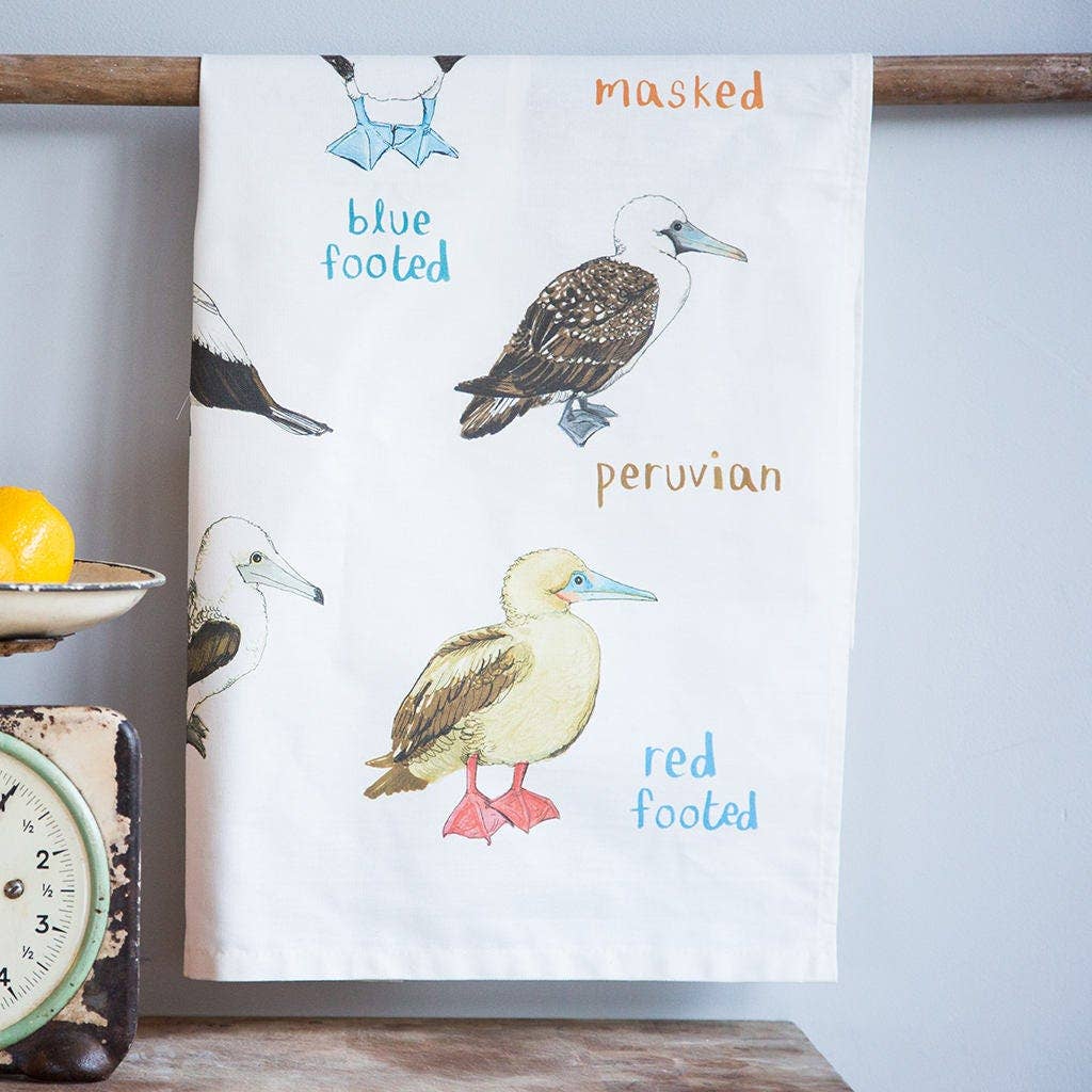 Sarah Edmonds Boobies Bird Cotton Tea Towel – illustrated design