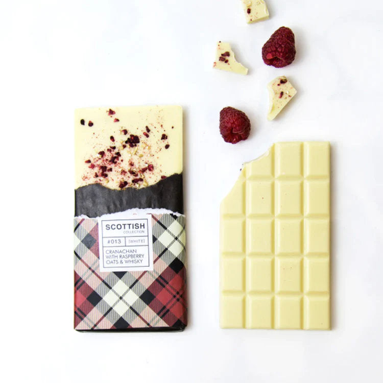 Cranachan White Chocolate Bar with Raspberries, Whisky & Oats