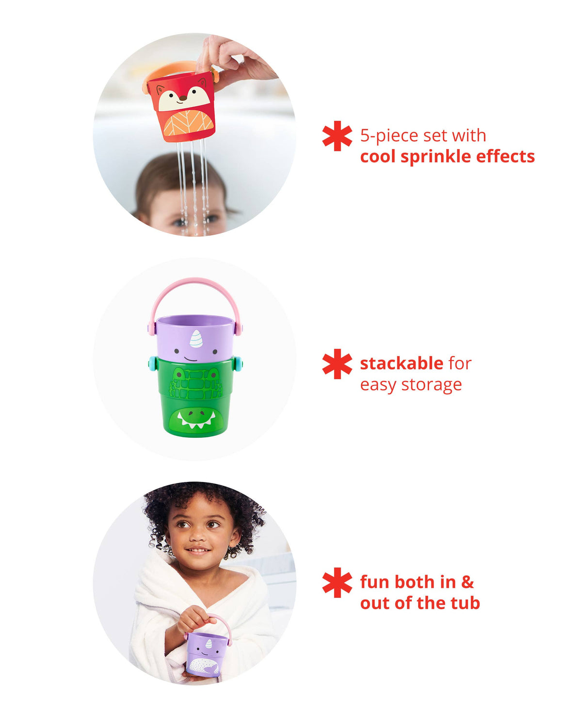 ZOO Stack & Pour Bath Buckets – Set of 5 by Skip Hop – product image 3