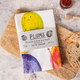Sarah Edmonds Plums Cotton Tea Towel – illustrated design