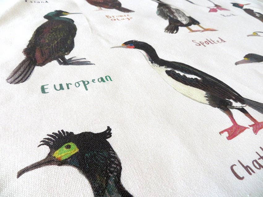 Sarah Edmonds Shags Bird Cotton Tea Towel – illustrated design