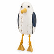Small Batela wooden sitting seagull ornament with dangling rope legs.