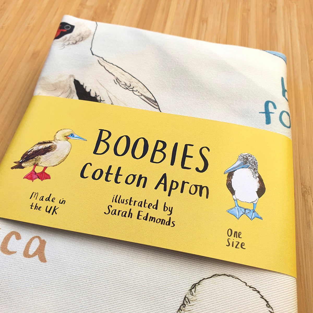 Sarah Edmonds Boobies Bird Cotton Apron – illustrated design