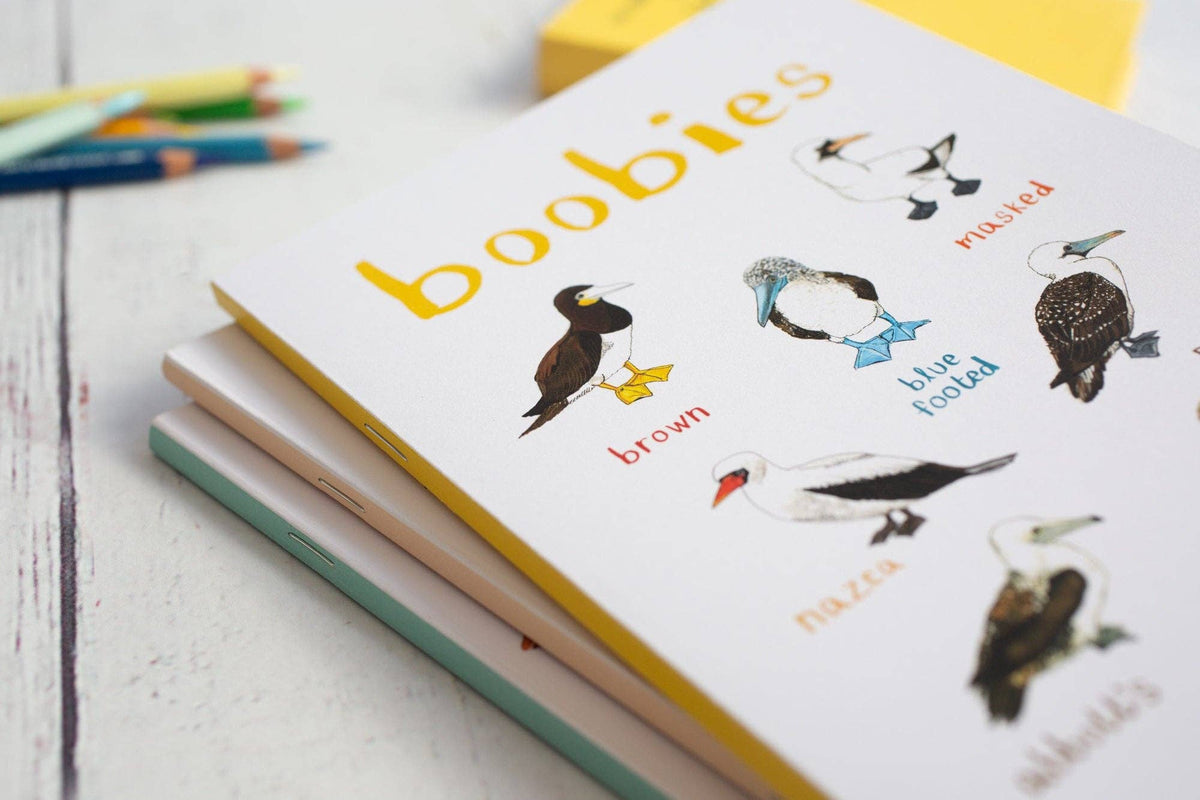 Sarah Edmonds Boobies Recycled Notebook - A5 – illustrated design
