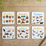 Sarah Edmonds Set of 6 Wild Pun Coasters – illustrated design