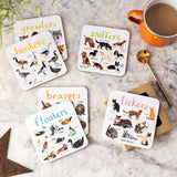 Sarah Edmonds Set of 6 Wild Pun Coasters – illustrated design