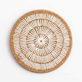 Cork Coaster - White Lines